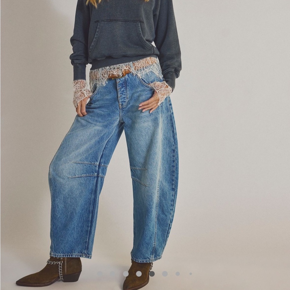 Free People good luck mid rise barrel jeans